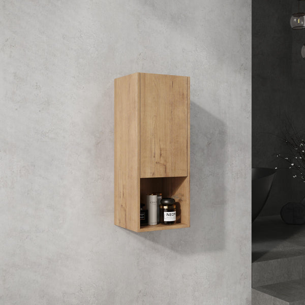 English Elm 12" Bathroom Side Cabinet with Soft-Close Hinges, Wall-Mounted Floating Oak Finish, Space-Saving Storage W999P283315