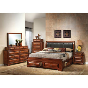 English Elm Lavita King Storage Bed In Warm Oak Finish - Stylish Sleigh Design With Under-Bed Drawers Included B078S00491