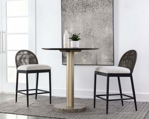 Sunpan Calandri Counter Stool - Stylish Outdoor Seating with Comfort, Durable Fabric & Chic Wicker Design Black / Louis Cream