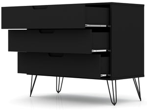English Elm Rockefeller 35" Dresser with 3 Smooth-Glide Drawers, Metal Splayed Legs, TV-Ready Storage, Anti-Tip Black B365P398133