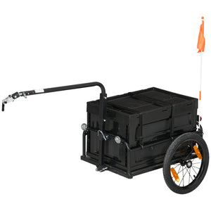 English Elm Aosom Folding Bike Cargo Trailer with Galvanized Base Removable Box and 16 Inch Wheels W2225P200590