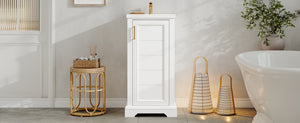 English Elm 16-inch French Bathroom Vanity with Ceramic Undermount Sink, Soft-Close Door, Vintage Carvings, White N710P330979K