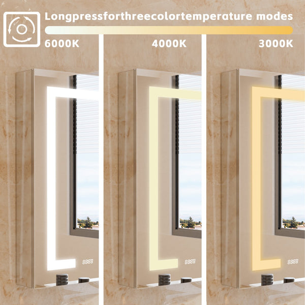 English Elm Lighted Aluminum Medicine Cabinet Smart Mirror with Anti-fog Led and Built-in Usb Outlet W5609P461309