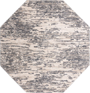 Unique Loom Oasis Water Machine Made Abstract Rug Gray, Ivory/Beige/Blue/Navy Blue 7' 1" x 7' 1"