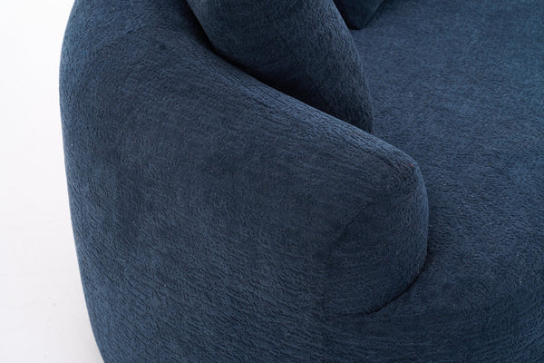 English Elm Compression Compression Sponge Sofa Curved Modular Sectional with 30D High-Density Chenille Sleeper for Cozy Apartment Living Room Comfort and Safe Rounded Design Antique Blue W2231S00019