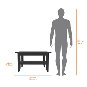 English Elm Osceola Black Coffee Table — Modern Minimalist 31"x27" Top with Bottom Shelf for Stylish Livingrooms B128P148950