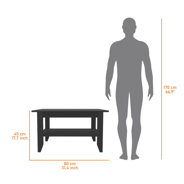 English Elm Osceola Black Coffee Table — Modern Minimalist 31"x27" Top with Bottom Shelf for Stylish Livingrooms B128P148950