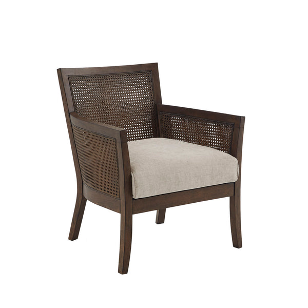JLA Home Madison Park - Cane Madison Park Diedra Armchair — Espresso Wood Frame, Woven Cane Back, Tan Upholstery, Farmhouse Accent Chair MP100-1075