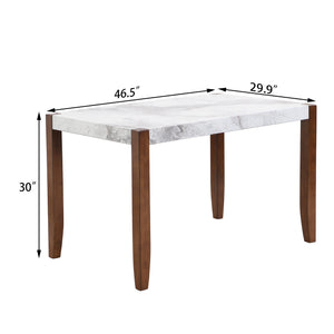 English Elm 46.5" Modern Faux Marble Dining Table with Sturdy Wood Legs, 300lb Capacity, Easy-Clean Surface N752P348511K