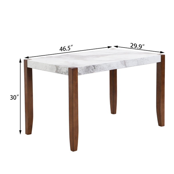 English Elm 46.5" Modern Faux Marble Dining Table with Sturdy Wood Legs, 300lb Capacity, Easy-Clean Surface N752P348511K
