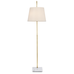 Cloister Brass Floor Lamp - Modern Arc Design with Elegant White Shade and Antique Finish for Style