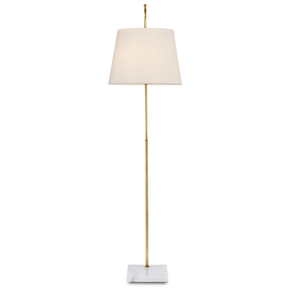 Cloister Brass Floor Lamp - Modern Arc Design with Elegant White Shade and Antique Finish for Style