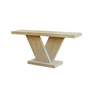 English Elm 66" Mid-century X-leg Console Oak Wash Veneer Entryway Sofa Table Geometric Base Imitative Oak W1435P337636