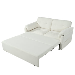English Elm (old: W3163p269700) Convertible Chenille Sleeper Loveseat with Queen Pullout and Rolling Casters Beige W3163S00099