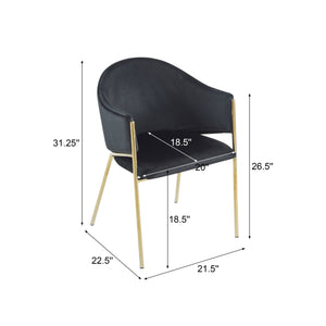 English Elm Christopher Knight Home® - Modern Velvet Upholstered Dining Chair with Plush Velvet Seat and Sleek Metallic Frame for Comfort Black,Gold 32.25 L x 23.75 W x 21.25 H N776P224512B