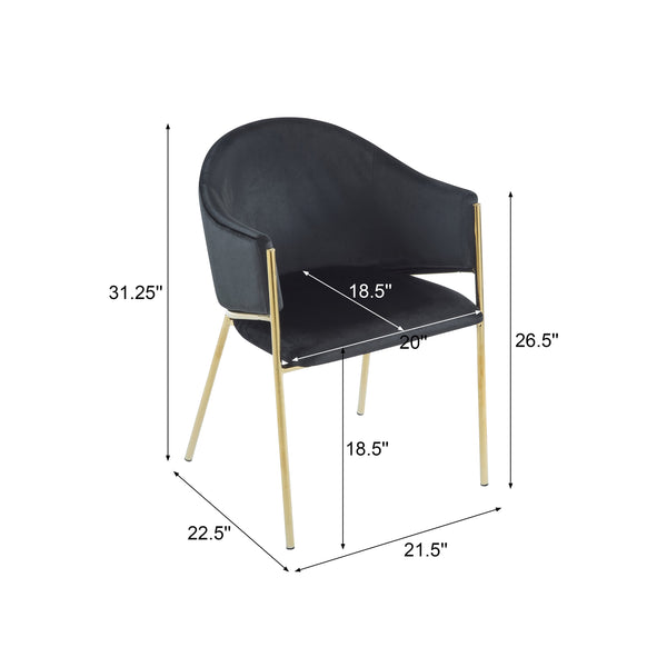 English Elm Christopher Knight Home® - Modern Velvet Upholstered Dining Chair with Plush Velvet Seat and Sleek Metallic Frame for Comfort Black,Gold 32.25 L x 23.75 W x 21.25 H N776P224512B