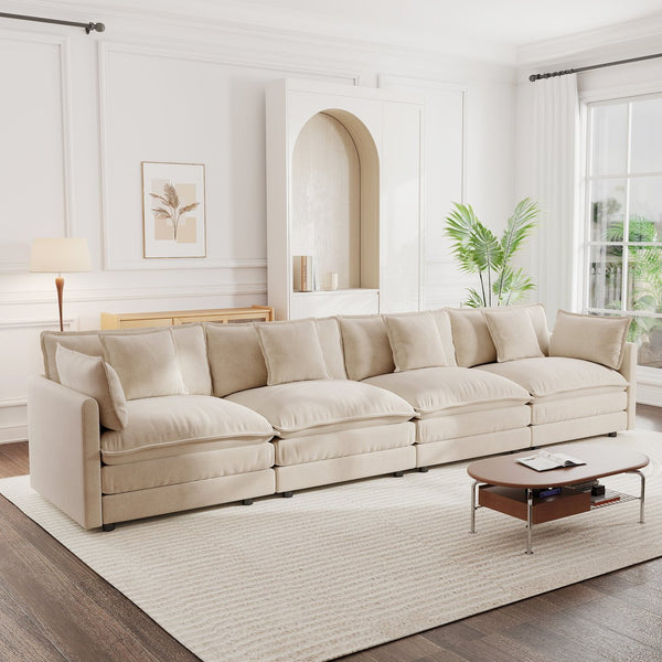 English Elm Free Modular Chenille Sectional Sofa with Deep Cushions for a Cozy Living Room W714S00905