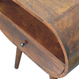 English Elm Solid Wood Large Chestnut Circular Open Bedside