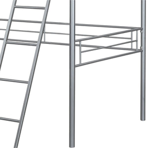 English Elm Twin Modern Loft Bed with Built-In Ladder for Space-Saving Study, Storage or Play Area, Metal Frame Silver 81 L x 14 W x 8 H B2741P348864