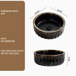 English Elm 15"x15" Ceramic Vessel Sink Gold Rim Gloss White Basin for Modern Bathroom Vanity W3402P435611