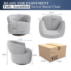 English Elm Wivel Oversized Swivel Barrel Accent Chair with 360 Degree Base for Living Room Gray B082P232938