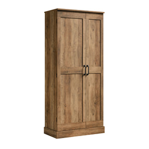 English Elm Storage Cabinet Rustic Brown Engineered Wood Tall Organizer with Adjustable Shelves for Pantry, Office, Shoes, Durable Design, Quick Assembly B356P402671