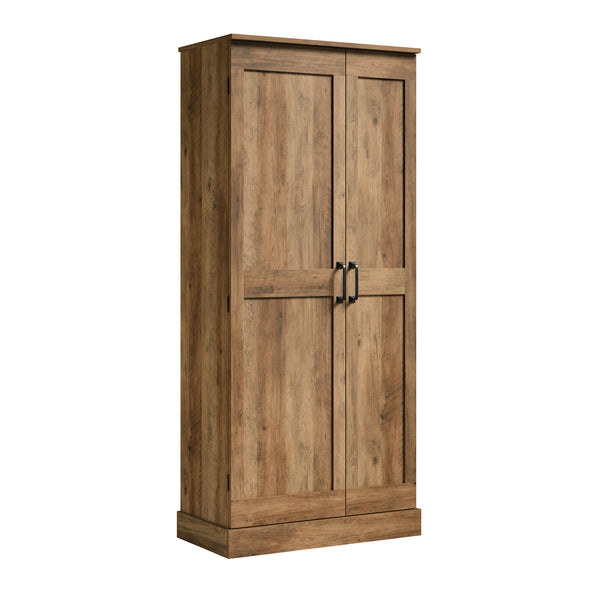 English Elm Storage Cabinet Rustic Brown Engineered Wood Tall Organizer with Adjustable Shelves for Pantry, Office, Shoes, Durable Design, Quick Assembly B356P402671