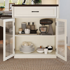 English Elm 83.1'' Extendable Kitchen Island Prep Station with Walnut Woodgrain and Built-in Power Hub W2557S00002
