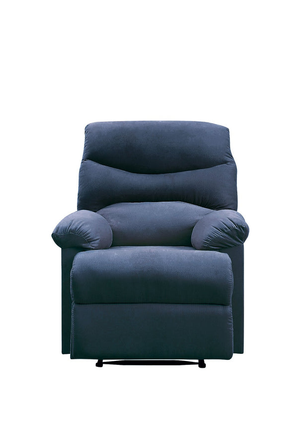 English Elm Blue Memory Foam Recliner with Pillow-Top Arms, External Latch, Tight Cushions for Ultimate Comfort B062P215433