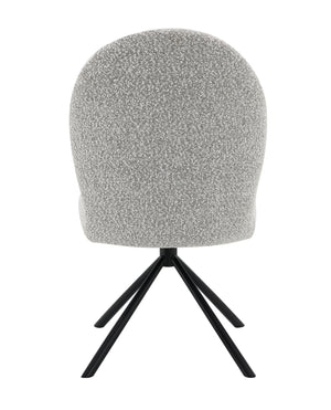 English Elm Lawton Gray Boucle Side Chair Set of 2 — Swivel 180°, Foam-Padded Seat, Black Metal Frame, Modern Dining B2726P246287