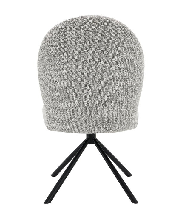 English Elm Lawton Gray Boucle Side Chair Set of 2 — Swivel 180°, Foam-Padded Seat, Black Metal Frame, Modern Dining B2726P246287