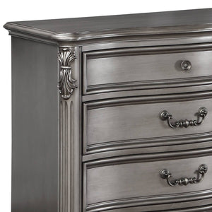 English Elm Ariadne Elegant Antique Platinum Finish Dresser with Tufted Scroll Trim and Durable Full-Extension Drawers Antique Silver 71.46 L x 23.82 W x 43.9 H B2726P247249