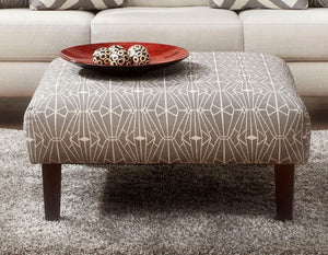 English Elm Contemporary Square Upholstered Ottoman With Triangle Pattern - High-Density Foam For Comfort & Style B2741P356326