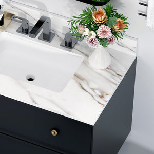 English Elm 37 Inch Marble Vanity Top - Elegant Carrara White Finish With Undermount Sink & 4" Backsplash Design W2699P192442