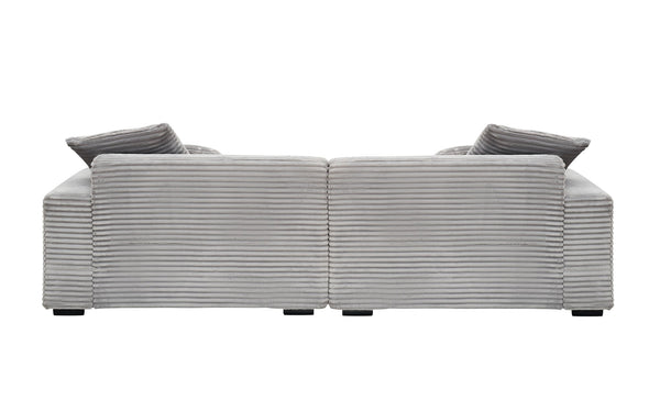 English Elm 104.72-inch 4-seat sofa with four washable throw pillows, corduroy comfort fabric, solid wood frame, 500lb capacity and modern living room style Gray W1658S00146