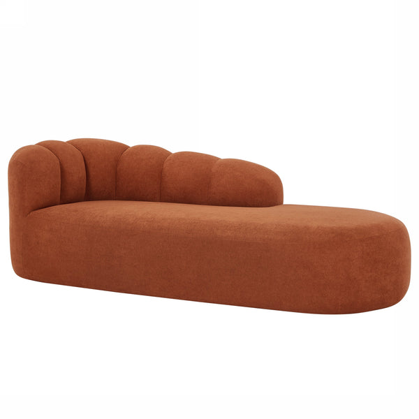 English Elm 80" Curved Sofa Scalloped Bubble Back Polyester Upholstered Modern Living Room Seating Dark Orange N771P397555C