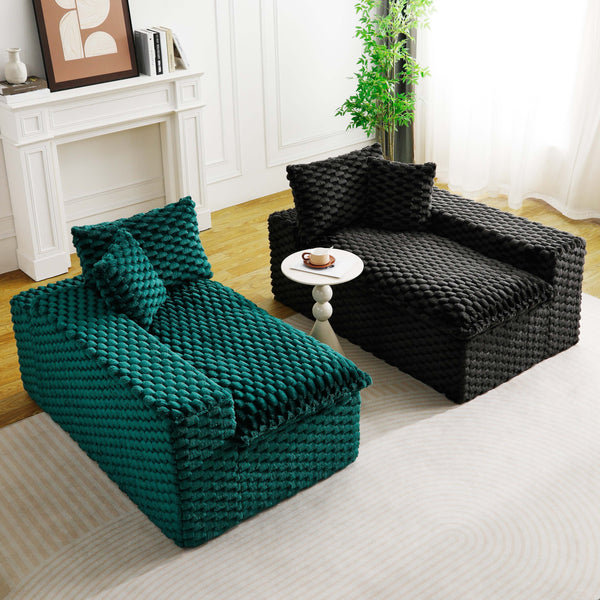 English Elm Luxury Color-Block Turtle Velvet Sofa - Versatile & Stylish Seating For Cozy Living Room Gatherings W3371S00052