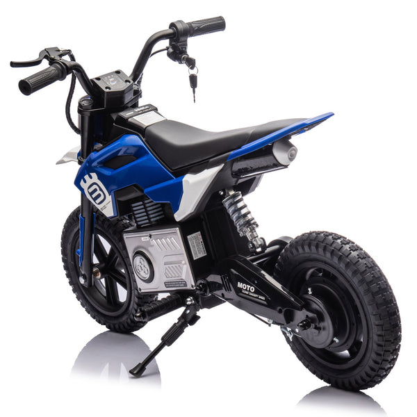 English Elm 24v Kids Electric Motocross Motorcycle 200w Hub Motor Suspension Led Bluetooth Audio Blue W1578P225048