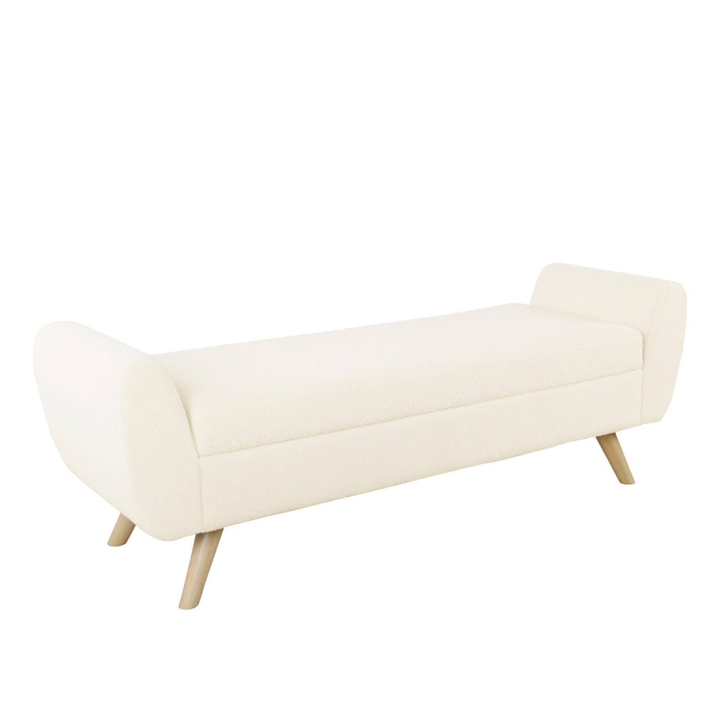 English Elm Rae Sherpa Upholstered Storage Ottoman Bench with Hinged Lid and Wood Legs B056P412630