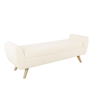 English Elm Rae Sherpa Upholstered Storage Ottoman Bench with Hinged Lid and Wood Legs B056P412630