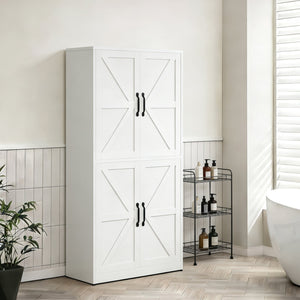 English Elm White Powder-coated Steel Pantry Cabinet with Adjustable Shelves for Kitchen or Bath T2398P413027