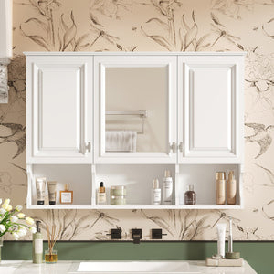 English Elm 3-in-1 Wall Mounted Bathroom Medicine Cabinet with Soft Close Mirror and Towel Bar White N710P358620K