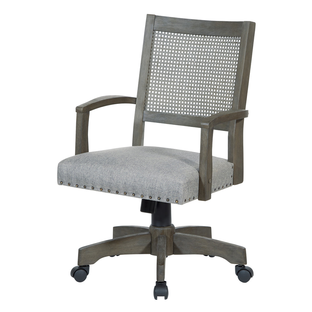OSP Home Furnishings Dlx Cane Back Bankers Chair Antique Grey / Grey