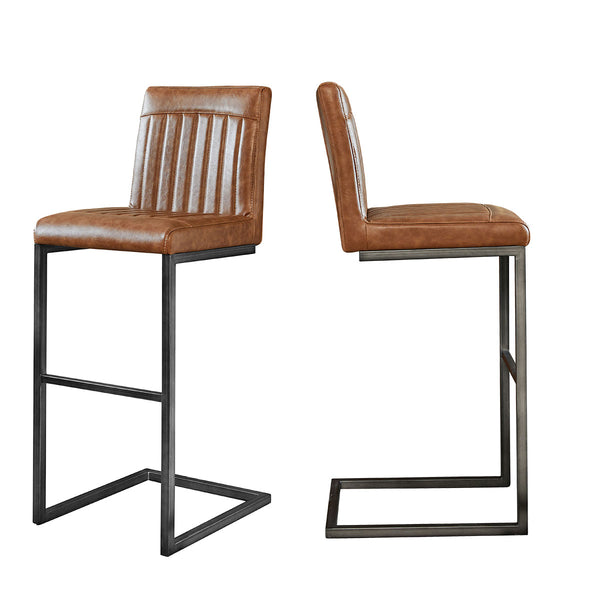 English Elm Faux Leather Counter Stools Set of Two Ergonomic Curved Back Metal Frame Kitchen Seating W5096P400661
