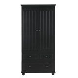 English Elm Tall Storage Cabinet With Three Drawers For Bathroom/Office, Black