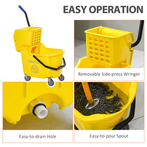 English Elm HOMCOM Professional 21Qt Mop Bucket with Down-Press Wringer, Dual-Chamber Water Separation, Casters Yellow W2225P217087