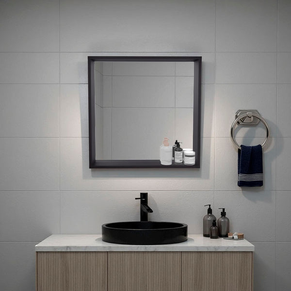 English Elm Fm Furniture Wall Mounted Bathroom Mirror Cabinet Wenge Finish with Interior Shelving B128P473989