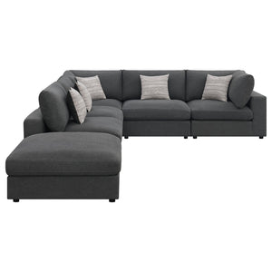 English Elm Rhette Charcoal 6-Piece Modular Sectional Sofa With Reversible Cushions & Accent Pillows For Comfort B062S00992-GIGA