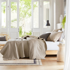 JLA Home Madison Park - 3 Reversible Scalloped Edge Quilt Set with Antimicrobial Protection, Cottage Charm, Machine Washable Khaki MP13-8498