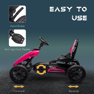 English Elm Aosom Kids Pedal Go Kart Sporty Ride on with Adjustable Seat and Eva Wheels Pink W2225P229170